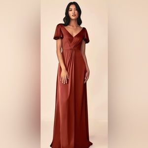 Azazie Bridesmaid Dress, Terracota. Size A2.